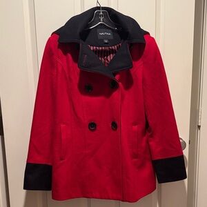 Nautica Women's Bold Red and Navy blue Peacoat size L/XL